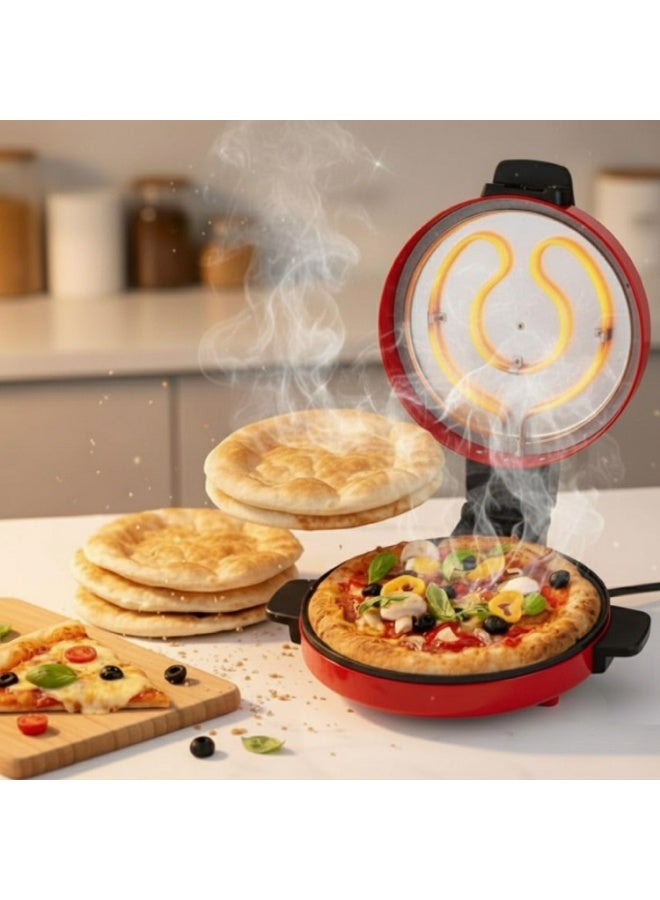NOVA Arabic Bread & Pizza Maker 1800W Electric Oven, Puffy & Soft Roti, Khubz, Bread & Pizza, Non-Stick Plates, Multi-Use Home Baking Appliance, Red, 220-240V - Image 1